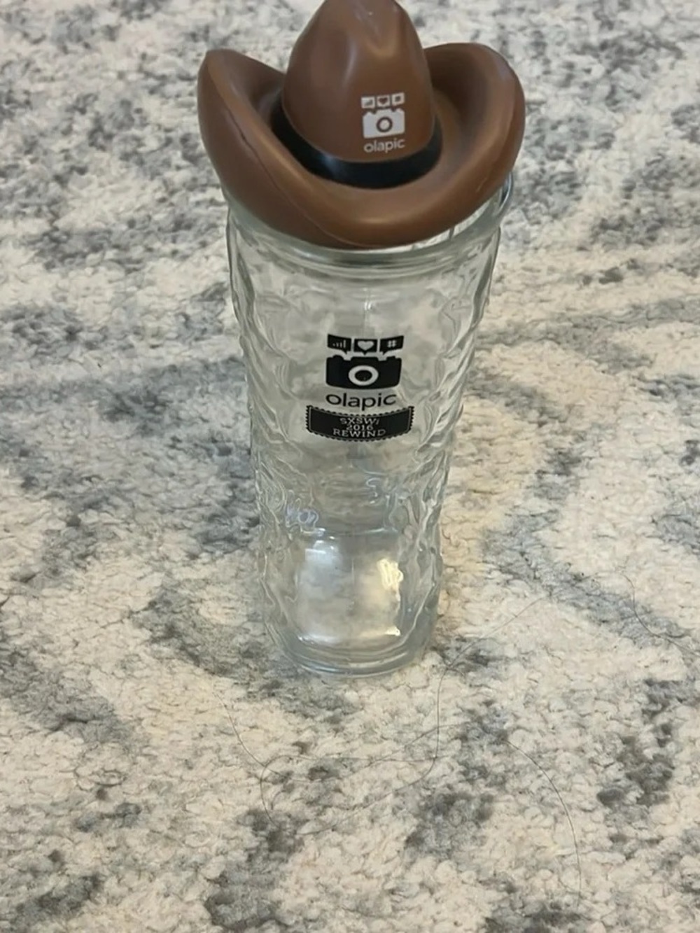 Brown Cowboy Hat Glass Tumbler - Decorative Home Accent